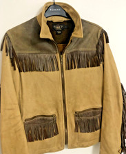 Ralph Lauren Rrl Outlaw Deerskin Western Fringe Leather Jacket - Size Us 4 Uk 8