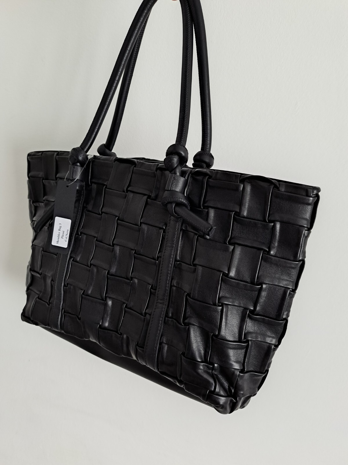 FALOR BLACK WOVEN ITALIAN LEATHER BAG. eBay