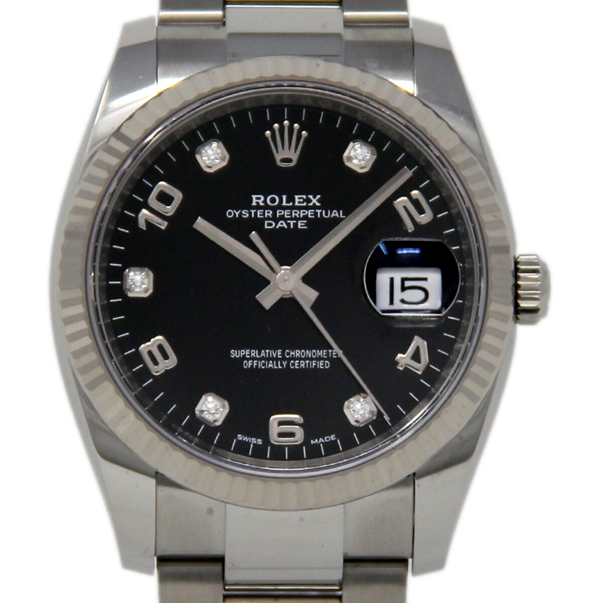 Rolex New Date 115234 34mm Steel Black Diamond 2020 Box/Paper
