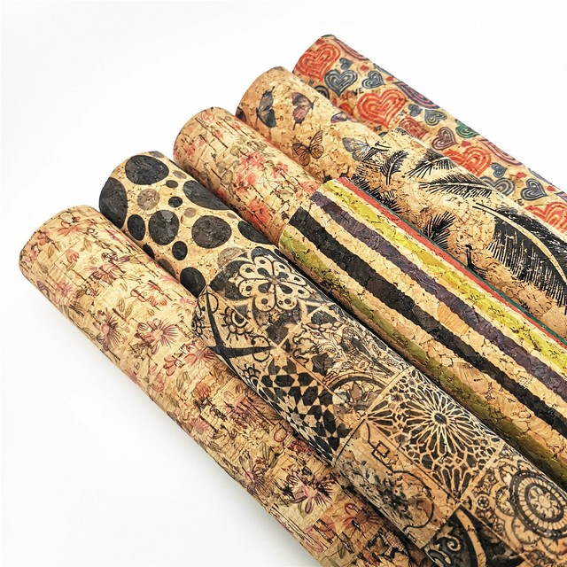 Vintage Soft Natural Cork Leather Fabric Sheets Sewing Handcraft Bag