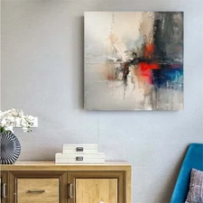 Hand Painted Abstract Gray Oil Painting On Canvas Abstract Wall Art Home Decor
