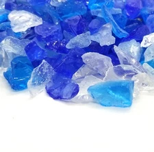 Blue & Clear Blend 1/2" - 1" Premium Large Fire Glass for Fireplace and Fire Pit