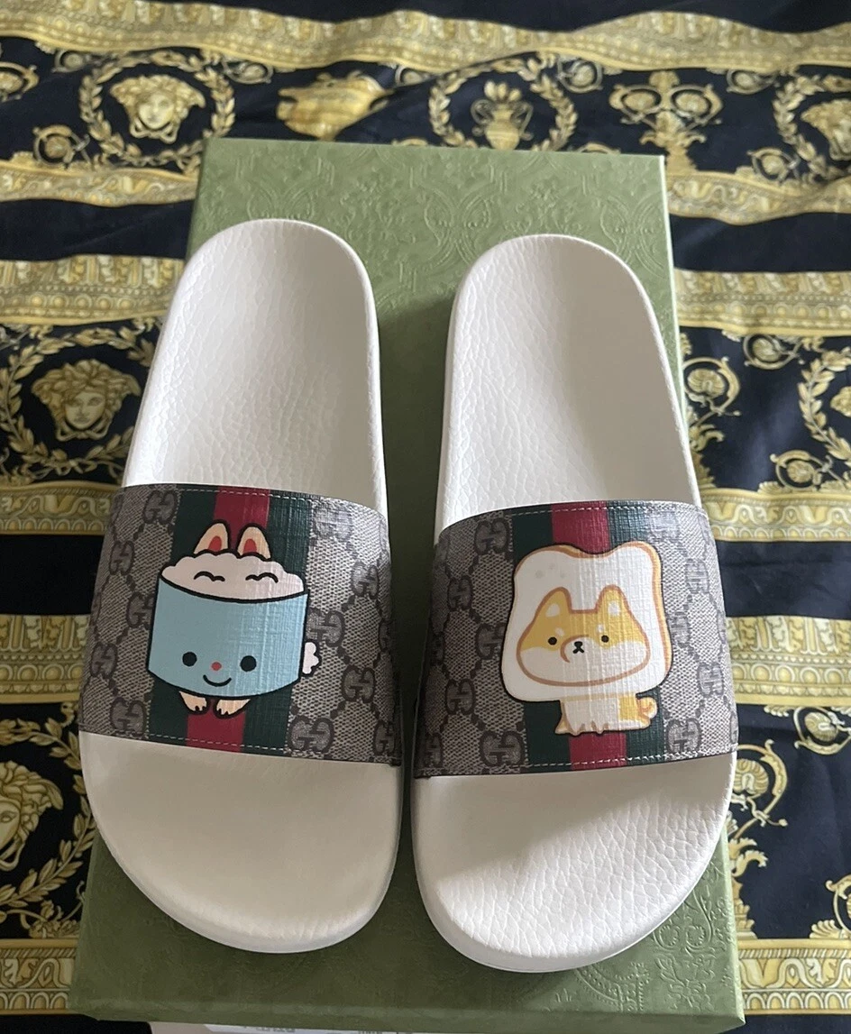 NUOVI Sandali Monogramma Gucci BUNNY TOAST H20 Animal Web Slides G 9 US 9 5