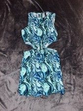 Blue swirl patterned dress, Size 12, Influence, cut out sides 