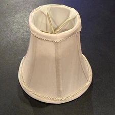 Beige Shantung Shade; Fabric; White Interior ~6"  Base, 5.5" Tall