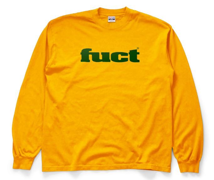 FUCT Made in USA 🇺🇸 OG Logo Yellow Gold Green Long Sleeve Shirt