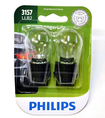 Philips LongerLife 3157 27/7W Two Bulbs DRL Daytime Light Replacement Lamp Fit