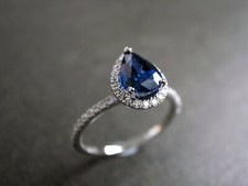 2Ct Blue Pear Sapphire  White Round CZ Engagement Ring In 925 Sterling Silver