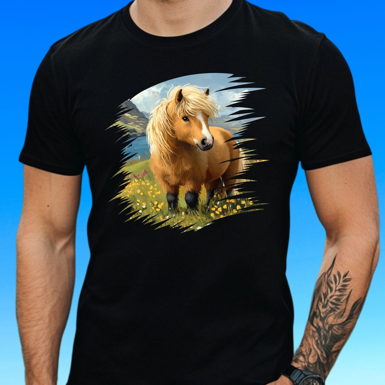 T shirt uomo Shetlandpony fantasia cotone taglia dalla S alla 5XL