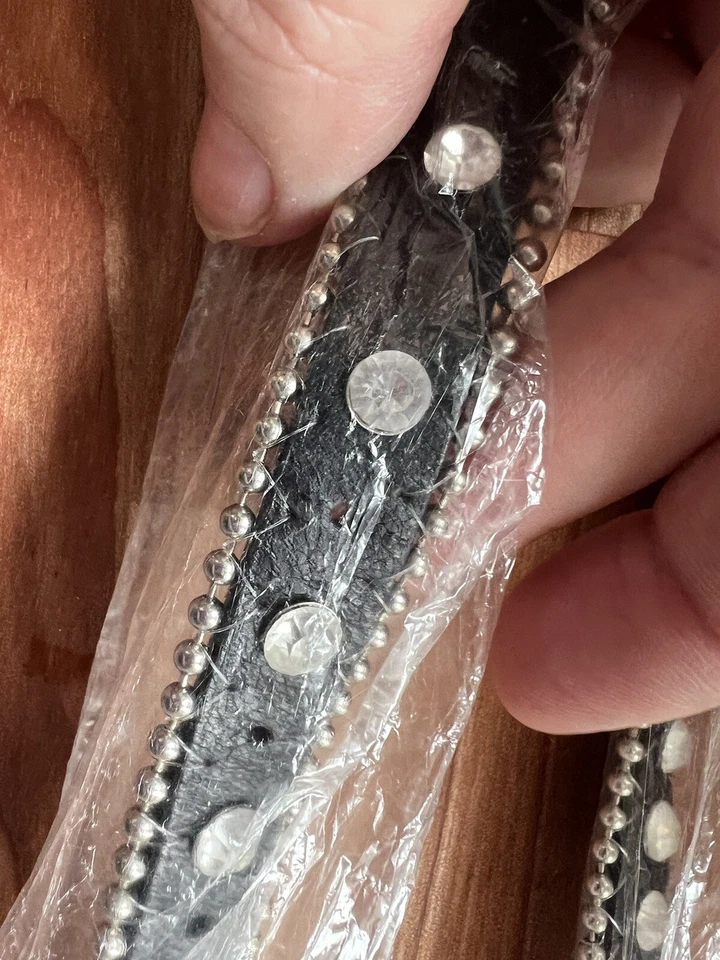 "Nuevo cinturón adornado con diamantes negros e sintéticos 59"" diamantes de imitación" Foto 4 de 4