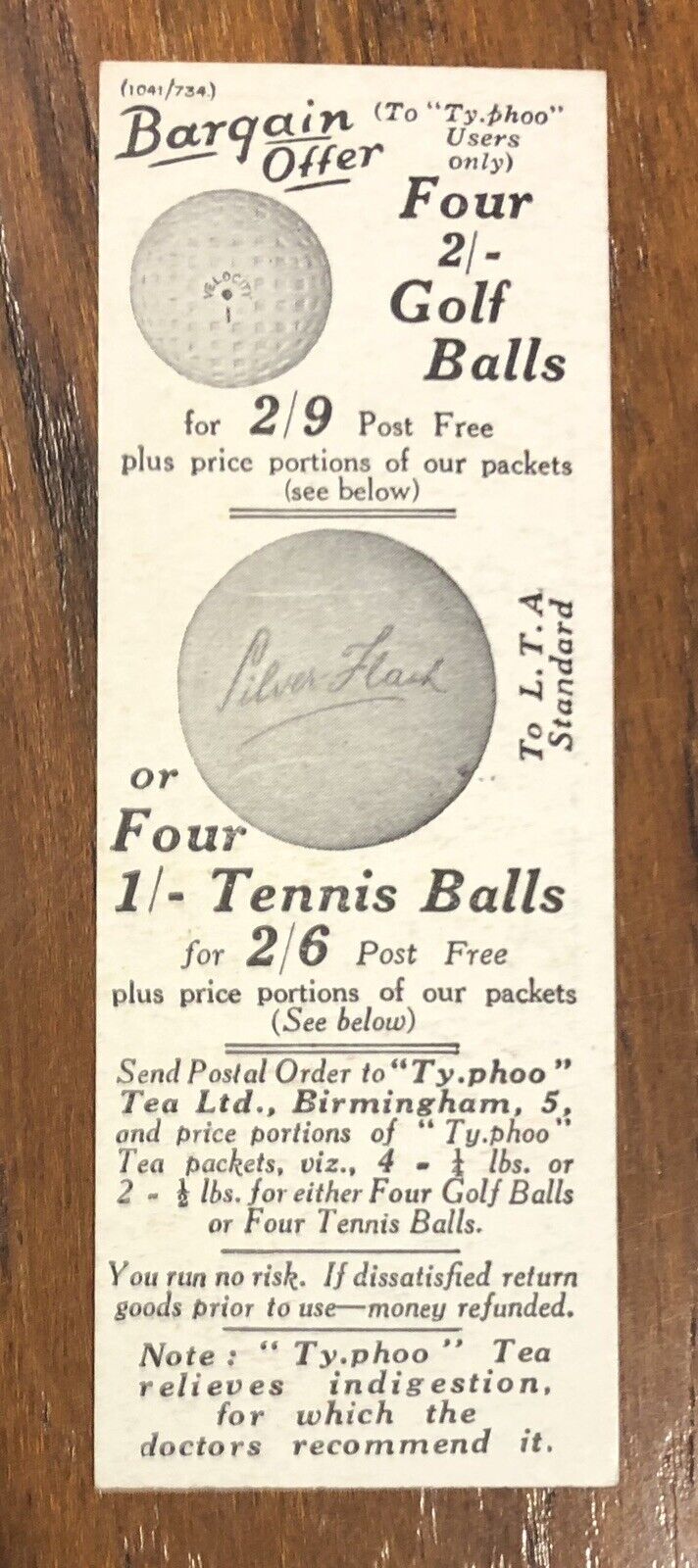 1934 Ty-Phoo Tea Card: #17 Horse Series; Mesh Golf & Tennis Ball Advertising
