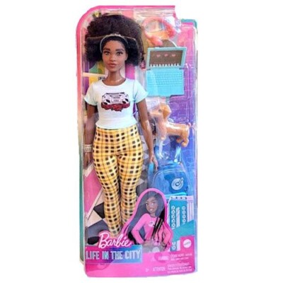 Barbie Life in the City LYLA, Black Doll, Dog, Laptop, Bookbag