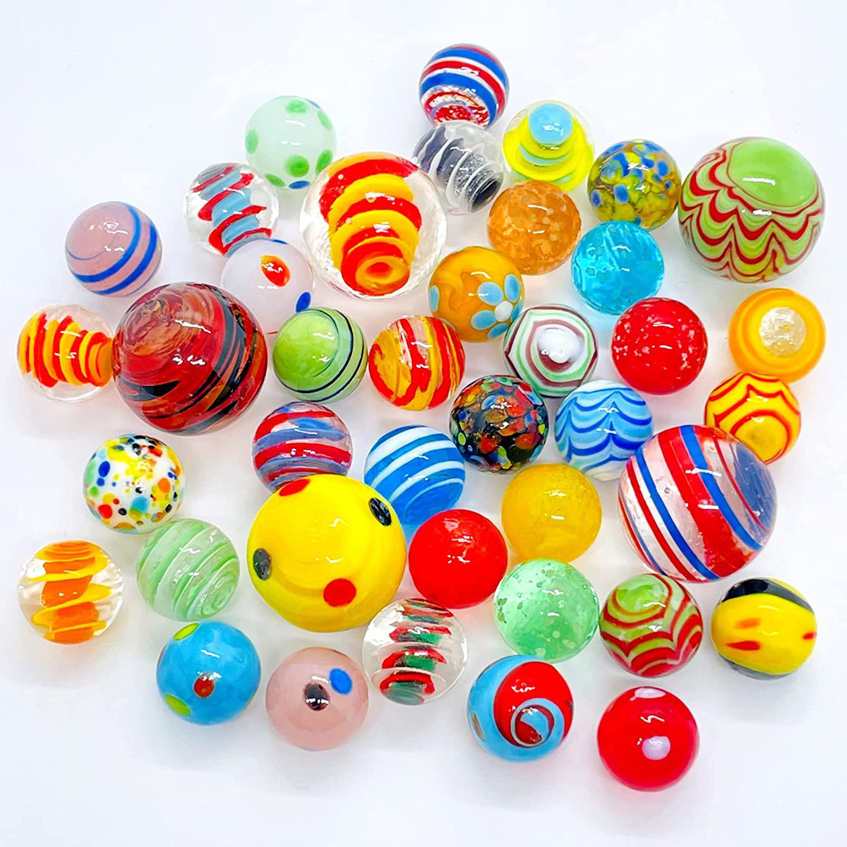 30Pcs Round Marbles Beads Colored Glass Marbles Children Glass Balls  Playthings Small Colored Marbles
