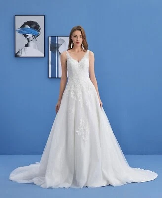 HBH Brautmode Glitzer-Tüll-Brautkleid mit V-Ausschnitt Gr.34 - Gr.60 vorrätig - Bild 1 von 4