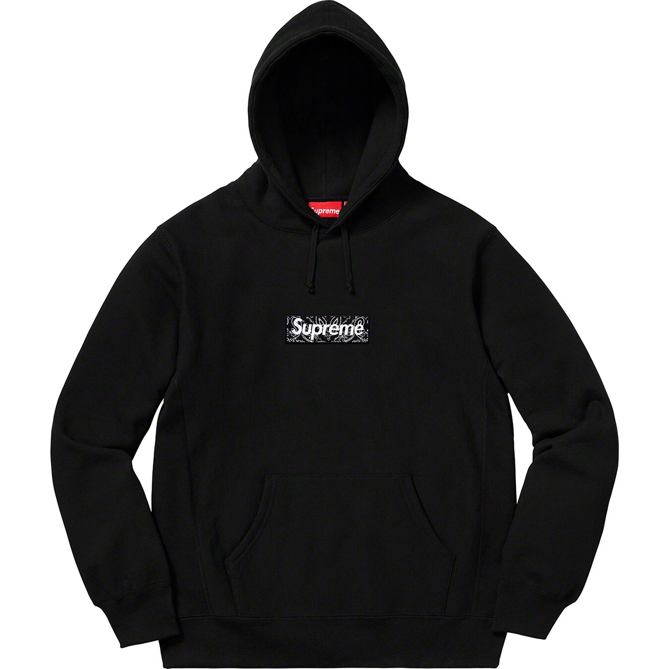 Sweat à capuche noir logo Supreme Bandana Box FW19 taille L NEUF RARE