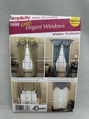 Simplicity Pattern 5688 Conso Easy Elegant Window Treatments Valance Drapery