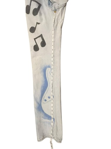 CUSTOM PAINTED 🎵🎸 80s WRANGLER WOMENS HIGH WAIST LIGHT WASH DENIM JEANS USA - Picture 3 of 10