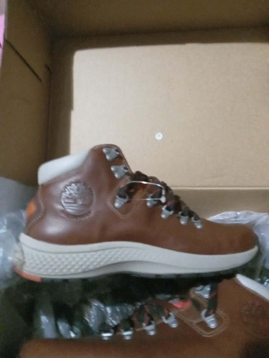 Men\'s Timberland Brown Flyroam Trail Waterproof Mid Hiker Md Full Grain Boots NW TIMBERLAND PREMIUM WATERPROOF BOOT MD BROWN FULL GRAIN TB  main image 4