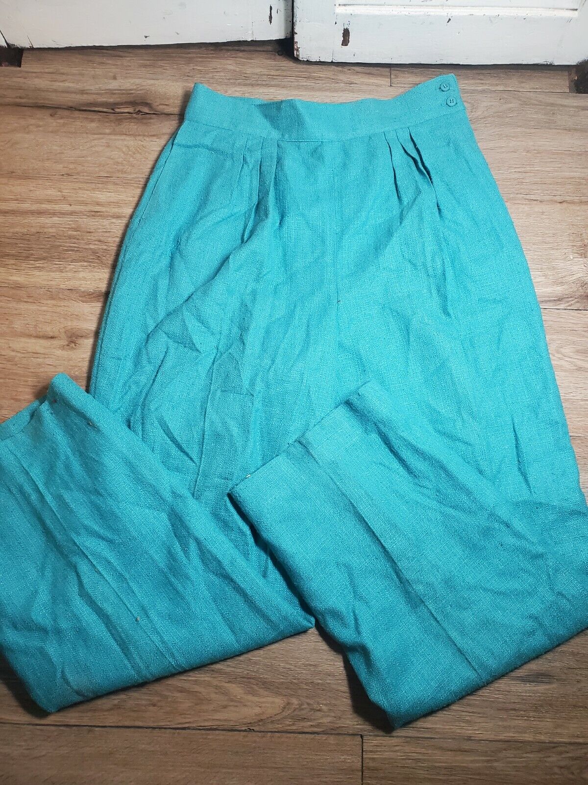 Vintage Womans J.G Hook Teal Silk High Size Raleigh Mall Waist NEW Pants 10