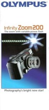 Olympus Infinity Zoom 200 35mm camera color brochure (4"x8"/26 pages/1991)