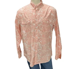 VTG Perry Ellis Mens Orange Geometric Print Contrast cuffs Button down Size XL