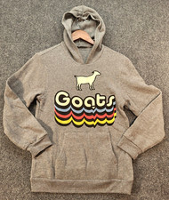 Goats Hoodie Youth Sz L Gray Long Sleeve Lightweight Cotton Blend