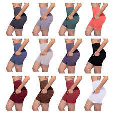 Women's High-Waisted Biker Shorts   Stretchy, Comfy  Pocketed Activewear 6 inch