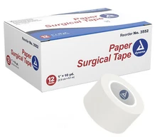 Paper Surgical Tape 3552 1"x10 yds Hypoallergenic Dynarex (12rolls/box -1 Box)