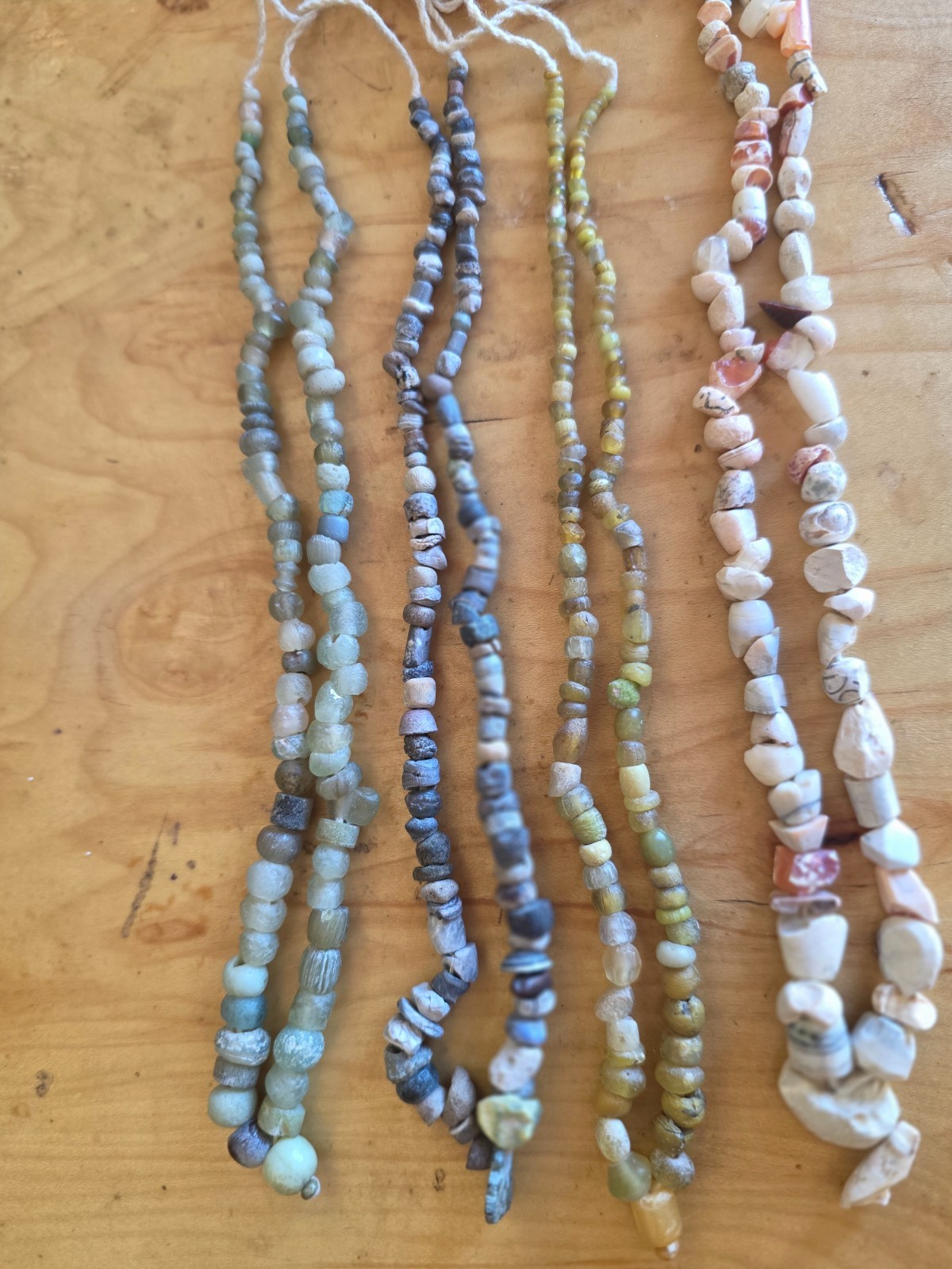 Four Old Glass and Stone Necklaces.