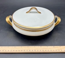 Theodore Haviland Limoges White and Gold Tureen 10.5"