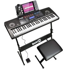 Image of 61 Key Keyboard Piano Kit with Bench, Stool, Sustain Pedal, Headphones