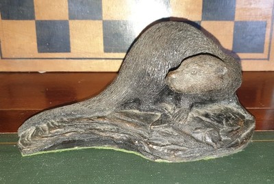 Sammlerstück P J Dutt Otter Resin Figur - Bronzeoptik Handarbeit