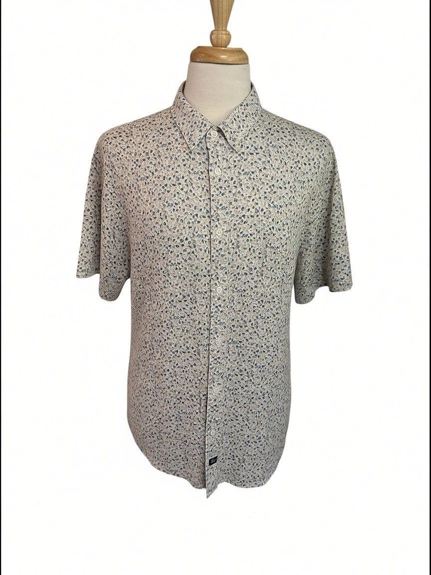 Rails Shirt XXL Linen Blend Carson Parchment Spring Blossom Short Sleeve