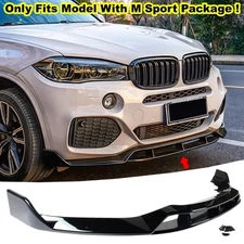 Gloss Black Front Lip Splitter For 2014-18 BMW X5 F15 M-Sport (Double-Deck Kit)