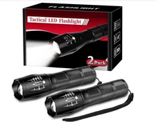 2 Pack LED Flashlight Small High Lumens 5 Modes Waterproof Zoomable Tactical
