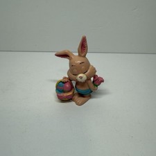 Vintage 1979 Easter Bunny 3" Figure with Egg Basket Russ W. Berrie PVC Toy