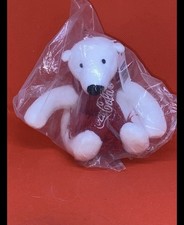 Coca-Cola White Polar Bear Mini Plush with Red Embroidered Scarf 4 Inches