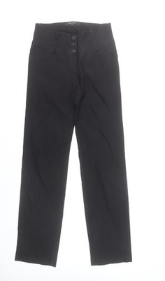 Rouge Damen Jeans schwarz gerades Bein L hoher Bund Baumwollmischung