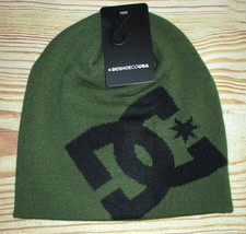 MENS DC SHOES GREEN BLACK BEANIE HAT CAP ONE SIZE