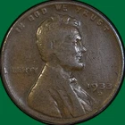 1933-D Lincoln Wheat Cent Fine F Coin #35842