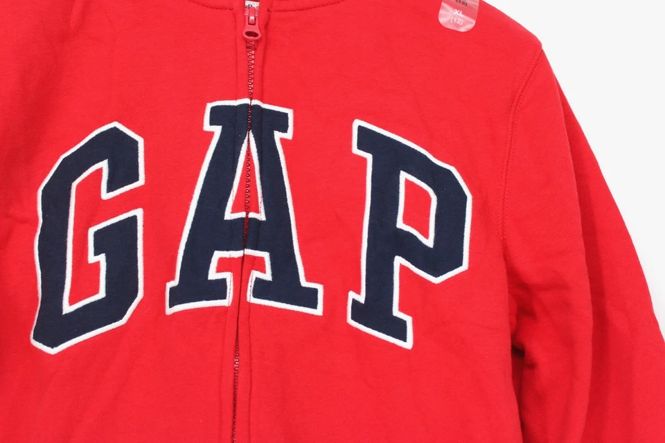 GAP Kids RED w/ NAVY & WHITE GAP LOGO  Zip-Up Hoodie XL Size 12 NWT - Image 3 of 4