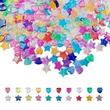 600 PCS Heart Star Shape Beads, AB Acrylic Bead Star Beads, for Jewelry Makin...