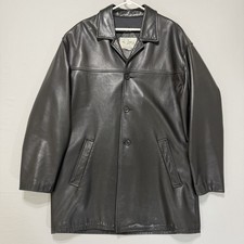 Remy LEATHER Made in USA Butter Soft Leather 3-Button Car Coat in Black 42 1795