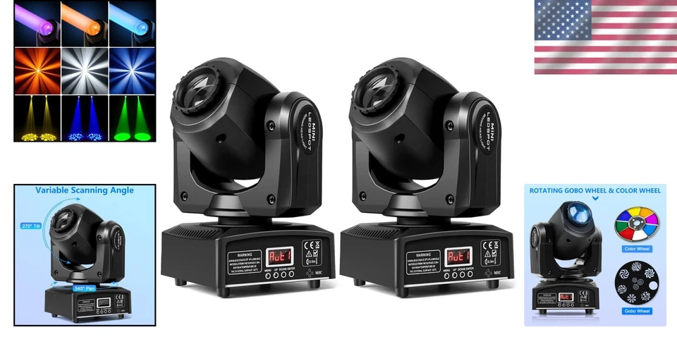 Professional DMX 512 Moving Head Lights - 8 Colors & Sound Activated Fun - Image 2 of 4