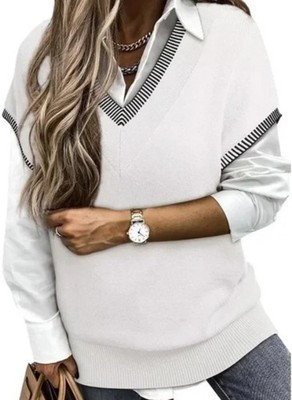 NEW Dokotoo Women's Sleeveless V Neck Sweater Vest White Size Medium