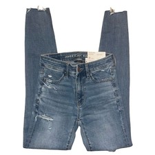 American Eagle NEW High Rise Jegging Next Level Stretch Medium Indigo Wash Sz 00