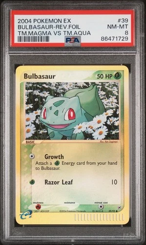 PSA 8 BULBASAUR #39 REVERSE HOLO 2004 POKEMON EX TEAM MAGMA VS AQUA
