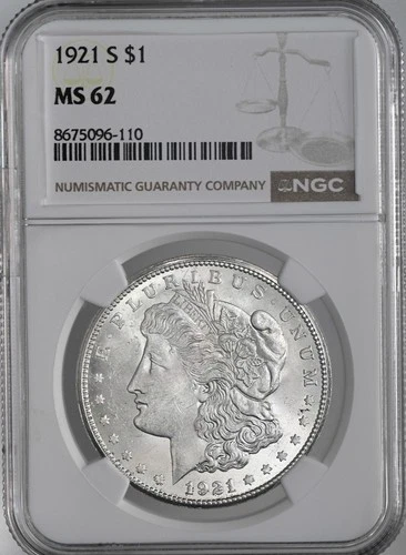 1921-S  $1  MORGAN SILVER DOLLAR  "SAN FRANCISCO"  NGC MS62  #8675096-110