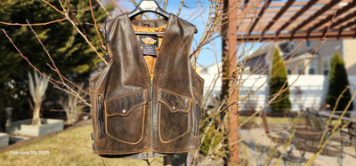 HARLEY DAVIDSON BILLINGS LEATHER VEST X-LARGE SPRINGER HERITAGE SOFTAIL FATBOY 