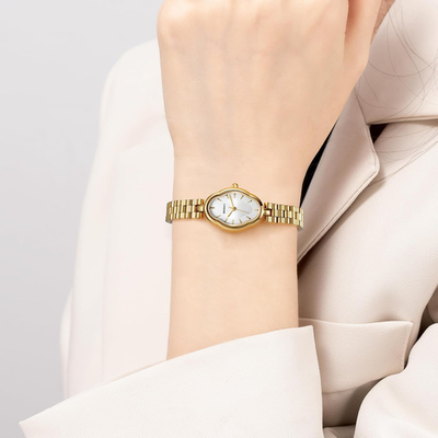 Women\'s All Gold Vintage Copper Mirrors Shape Dainty Ladies Quartz Luxury Watch Gold Watches for Women Dainty Ladies Quartz Watch Vintage  main image 3